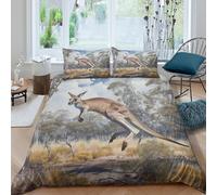 JCOUSDAEO Kangaroo in motionSet Di Copripiumino morbida microfibra 3 Pezzi stampa 3D con cerniera Australian wildlife copripiumino incluso federe aiosa ultra morbido for ragazze Super king（260x220cm）