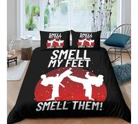 JCOUSDAEO karate kicks humorcopripiumino microfibra 3 Pezzi stampa di 3D con cerniera funny martial arts Set Di Copripiumino con federe traspirante morbida for ragazzi Super king（260x220cm）