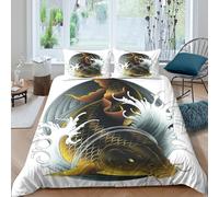 JCOUSDAEO Koi fish artSet Di Copripiumino microfibra morbida 3 Pezzi stampa 3D con cerniera Japanese tattoo style copripiumino con federe soffice ultra morbido for ragazze King（220x240cm）