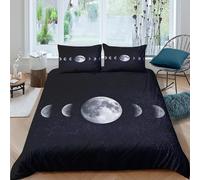 JCOUSDAEO Moon phasesSet Di Copripiumino morbida 3 Pezzi stampa di 3D cerniera nascosta space astronomy style copripiumino con federa soffice for bambini adulti ragazzi King（220x240cm）