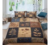 JCOUSDAEO Nature embroiderySet Di Copripiumino microfibra morbida 3 pezzi motivo 3D con cerniera Botanical patchwork copripiumino con federe morbida ultra morbido for coppie Single（135x200cm）