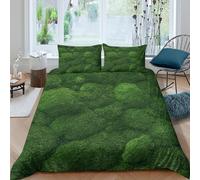 JCOUSDAEO Nature green textureSet Di Copripiumino morbida 3 pezzi motivo 3D cerniera nascosta Botanical lush copripiumino con federa soffice for bambini adulti ragazzi Single（140x200cm）