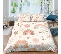 JCOUSDAEO Rainbow doodlesSet Di Copripiumino microfibra 3 pezzi motivo 3D con cerniera Pastel whimsical style copripiumino con federe traspirante ultra morbido for coppie King（220x240cm）