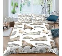 JCOUSDAEO Seal animalsSet Di Copripiumino morbida microfibra 3 pezzi motivo 3D con cerniera Watercolor sea creature copripiumino incluso federe aiosa ultra morbido for ragazze King（220x240cm）