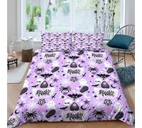 JCOUSDAEO Spooky HalloweenSet Di Copripiumino morbida microfibra 3 Pezzi stampa 3D con cerniera kawaii gothic pattern copripiumino incluso federe aiosa ultra morbido for ragazze King（220x240cm）