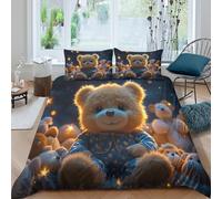 JCOUSDAEO Teddy bear nightcopripiumino ultra microfibra 3 pezzi motivo 3D con cerniera Stuffed animal cozy Set Di Copripiumino con federe traspirante morbida for adolescenti Double（200x200cm）