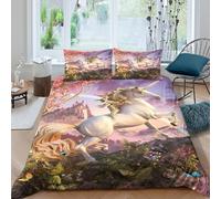 JCOUSDAEO unicorn fantasycopripiumino ultra microfibra 3 pezzi motivo 3D con cerniera magical creature Set Di Copripiumino con federe traspirante morbida for adolescenti King（220x240cm）