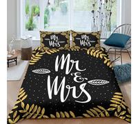 JCOUSDAEO Wedding calligraphySet Di Copripiumino 3 Pezzi stampa di 3D cerniera nascosta Hand drawn elegant copripiumino incluso federe aiosa for bambini adulti ragazzi Double（200x200cm）