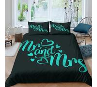 JCOUSDAEO wedding calligraphySet Di Copripiumino microfibra morbida 3 Pezzi stampa 3D con cerniera romantic hand drawn copripiumino incluso federe aiosa ultra morbido for coppie Super king（260x220cm）