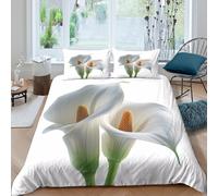 JCOUSDAEO White calla lilySet Di Copripiumino morbida 3 Pezzi stampa 3D con cerniera Botanical elegance copripiumino incluso federe aiosa for bambini adulti ragazzi Super king（260x220cm）