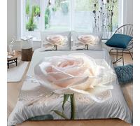 JCOUSDAEO White roseSet Di Copripiumino microfibra morbida 3 Pezzi stampa 3D con cerniera Botanical elegance style copripiumino incluso federe aiosa ultra morbido for coppie Single（140x200cm）