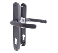JCP PRO 7016 - Coppia di maniglie per porta in uPVC, 92 pezzi, piastra posteriore 246 x 32 mm (centri vite 215 mm, grigio antracite 7016)