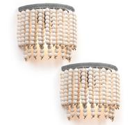 JCPYIUL Lampada da Parete in Perline di Legno Rustico Finitura Antico Bohemien Applique da Parete Loft da Parete per Ingresso da Pranzo Camera da Letto(Perline Bianche-2 Confezioni)