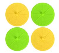 JCSMARTEC - Set di 4 coperchi per tazze in silicone, design creativo con limone, frutta, in gomma per uso alimentare, ermetico, per bevande, bicchieri da caffè, lattine