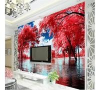 JCSMKFQ Carta da parati autoadesiva 3D con un bellissimo cielo azzurro, vista lago e alberi, ideale per soggiorno, pareti di fondo e camera da letto.