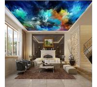 JCSMKFQ Murale per soffitto 3D Carta da parati per soggiorno Astratto Dipinto a colori Olio Decorazione per soffitto interno Adesivi artistici per pareti
