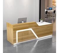 JCSRYD Bancone Moderno per Reception, Banco Cassa per Negozio con Cassetto Bloccabile e Luci a LED, Reception Ufficio per Ufficio, Hall e Negozio(Yellow,55in/140cm)