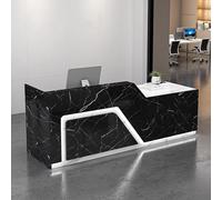 JCSRYD Bancone Moderno per Reception, Banco Cassa per Negozio con Cassetto Bloccabile e Luci a LED, Reception Ufficio per Ufficio, Hall e Negozio(Black,47in/120cm)