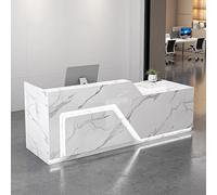JCSRYD Bancone Moderno per Reception, Banco Cassa per Negozio con Cassetto Bloccabile e Luci a LED, Reception Ufficio per Ufficio, Hall e Negozio(White,47in/120cm)