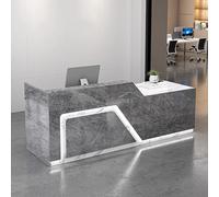 JCSRYD Bancone Moderno per Reception, Banco Cassa per Negozio con Cassetto Bloccabile e Luci a LED, Reception Ufficio per Ufficio, Hall e Negozio(Gray,47in/120cm)