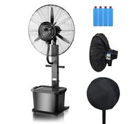 JCSRYD Ventilatore Nebulizzatore da Esterno 42L, Ventilatore a Nebbia Fredda per Patio con Copertura, 3 Velocità, 4 Blocchi di Ghiaccio, Oscillazione 90° per Giardino, Patio ed Eventi all’Aperto