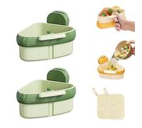 JCSY 2025 - Scolapasta angolare autopulente con ventosa per lavello, con scarico a pressione, a rete fine, per raccogliere i rifiuti alimentari, per cucina, bagno, stoviglie (verde* 2)