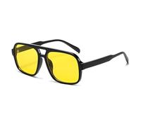 JCTAIFOO Occhiali da sole retrò per uomo e donna, classici anni '70, rettangolari, oversize, quadrati, nero/giallo, taglia unica