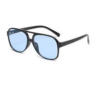 JCTAIFOO Occhiali da sole rettangolari moda uomo donna, occhiali quadrati vintage anni '70, occhiali da sole ovali retrò Nero/Blu