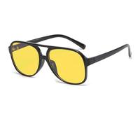 JCTAIFOO Occhiali da sole rettangolari moda uomo donna, occhiali quadrati vintage anni '70, occhiali da sole ovali retrò Nero/Giallo