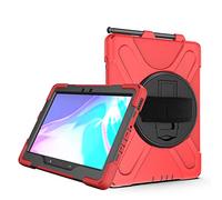 JCTek - Custodia antiurto per Galaxy Tab Active Pro 10.1 2019, resistente ibrida con supporto girevole a 360°, manico e tracolla per Samsung SM-T540/SM-T545/SM-T547 (rosso)