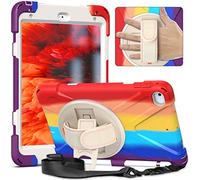 JCTek - Custodia antiurto per iPad Mini 5a generazione 7,9", con protezione schermo girevole e supporto per mano/tracolla, ibrida armatura robusta custodia protettiva (multicolore rosso)