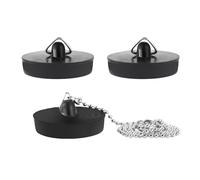 JCUGSBS 3 Pezzi Tappo Universale Lavandino Tappo per lavello Cucina in Gomma Tappo di Scarico Nero Tappo per Lavandino Vasca da Bagno e Bagno da Ø 43 a 50 mm