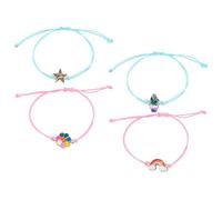 JCUGSBS 4 Pezzi Braccialetti Bambina Bracciali Ragazza Colorati Fiore Gioielli Set Elastici Braccialetti Amicizia per Natale Festa Regalini Gadget Compleanno Bambini