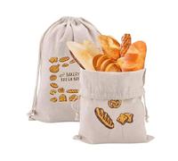 JCUGSBS Borsa per il pane in lino biologico extra large | 2 x sacchetti riutilizzabili | per la conservazione degli alimenti | 31 x 38 cm