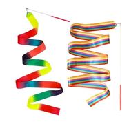 JCUGSBS Nastri da Ballo, Nastri per Danza Ritmica, con Bacchetta a Nastro, per Bambini, per Balli artistici, Ginnastica, spettacoli di Carnevale, 2 PCS