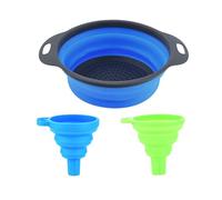 JCUGSBS Scolapasta in Silicone Pieghevole, Filtro Cestino Cucina con Manico,2 Pezzi Imbuto Pieghevole,Colander Setacci Pieghevole per Lavandino, Domestica, Campeggio, Frutta, Verdura