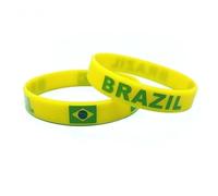 JCUIyon 1 pezzo di silicone uomo donna bandiera del paese stampa braccialetto sportivo amicizia braccialetto Italia Brasile Francia braccialetti souvenir(01 Brazil_A 1)