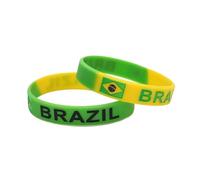 JCUIyon Bracciale Sportivo in Silicone da 2 Pezzi con Incisione Braccialetti con Bandiera del Paese Uomo Donna Elastico Argentina Francia Brasile(64 * 12mm_Brazil)