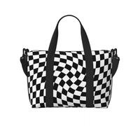JCVBN - Borsa tote da donna a scacchi bianchi e neri, grande capacità, geometrica, a scacchiera, spiaggia, palestra, borsa da viaggio, 21