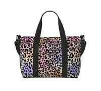 JCVBN - Borsone da viaggio con stampa leopardata, pieghevole, medio, per weekender, per la notte, impermeabile, per sport, palestra, 6
