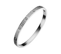 JCVBN - Braccialetto dorato con zirconi e dado a croce e chiodo, braccialetto da donna in acciaio inox, 17cm, Acciaio inossidabile, Nessuna pietra preziosa