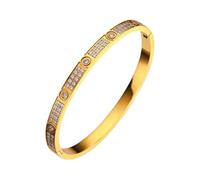 JCVBN - Braccialetto dorato con zirconi e dado a croce e chiodo, braccialetto da donna in acciaio inox, 19 cm, Acciaio inossidabile, Nessuna pietra preziosa