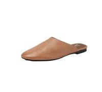 JCVBN - Ciabatte da donna in pelle, punta chiusa, sandali piatti in pelle con suola grossa, per l'estate, senza schienale, scarpe casual eleganti, Marrone, 36.5 EU