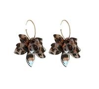 JCVBN - Orecchini pendenti da donna con stampa leopardata vintage, in acrilico, con petali grandi, accessori per orecchini