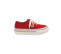 JCVBN Scarpe da ginnastica da donna con plateau in tela basse, con lacci, nascoste, altezza crescente, scarpe casual bianche blu nebbiose grigio grigio primavera verde mango, Rosso, 39.5 EU