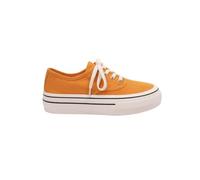 JCVBN Scarpe da ginnastica da donna con plateau in tela basse, con lacci, nascoste, altezza crescente, scarpe casual bianche blu nebbiose grigio grigio primavera verde mango, Arancione, 36.5 EU