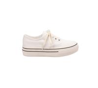 JCVBN Scarpe da ginnastica da donna con plateau in tela basse, con lacci, nascoste, altezza crescente, scarpe casual bianche blu nebbiose grigio grigio primavera verde mango, bianco, 38 EU