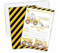 JCVUK Inviti per festa di compleanno con camion con cassone ribaltabile, tema costruzione, 10 x 15 cm, 20 pezzi