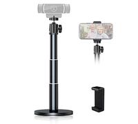 JCWINY Supporto per webcam per scrivania Web Camera Stand per Logitech Brio | C920 | C922 - Supporto da tavolo regolabile in altezza e angolo per luce e filettatura da 1/4" per streaming live | Videochiamate