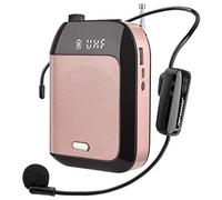 JCWY Amplificatore Vocale Senza Fili UHF, Sistema PA Ricaricabile 15W (2400mAh) con Microfono Auricolare Wireless per Insegnanti Guida Turistica e altro ancora